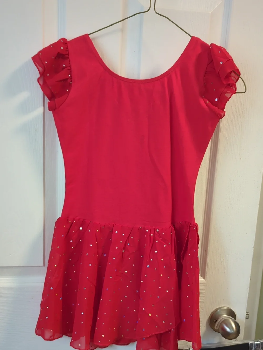 Girls Red Sparkle Skater Costume Dress